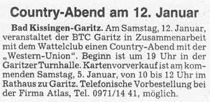 Country-Abend am 12.Januar